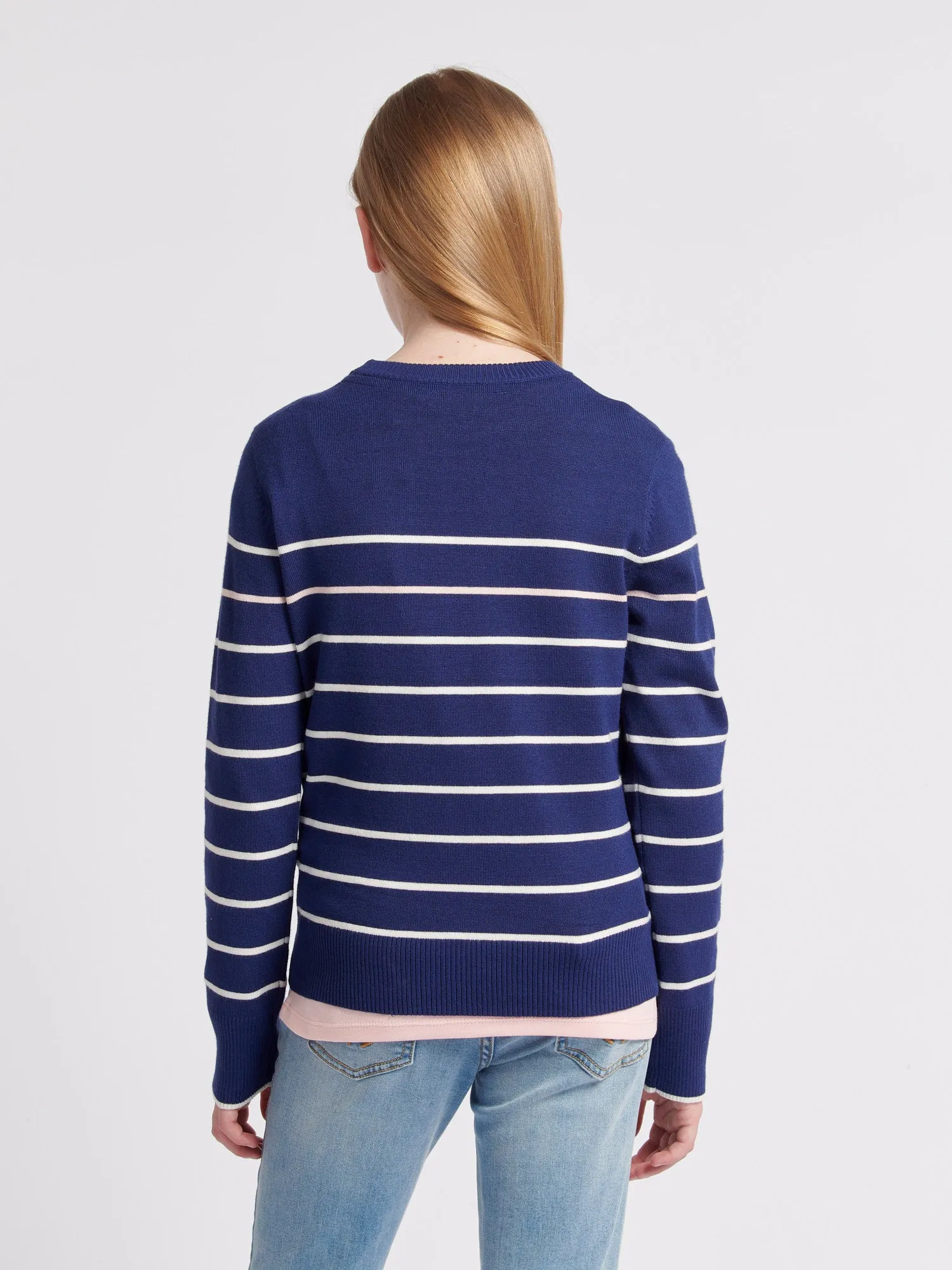 Stripe Crew Jumper Midnight Blue