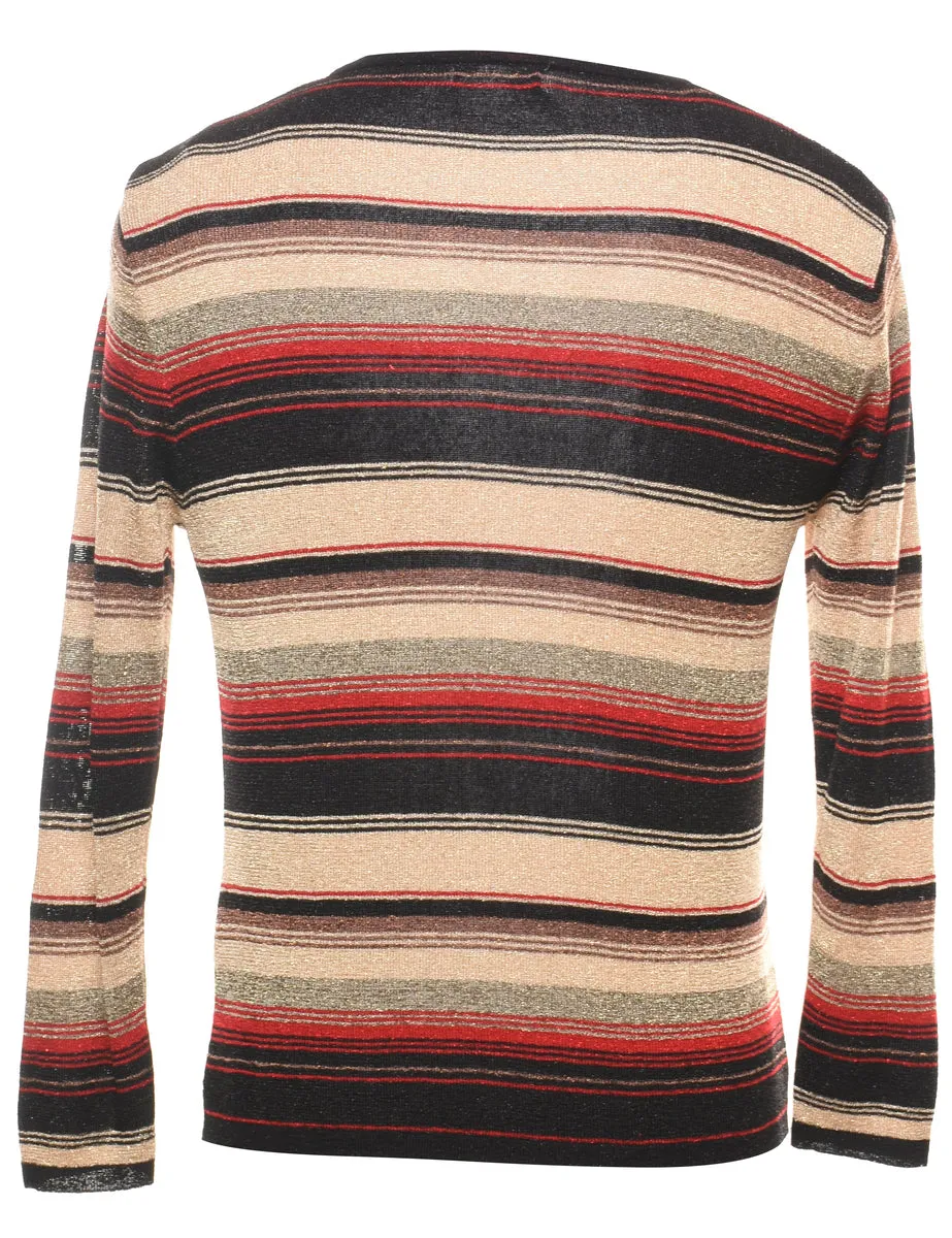 Striped Fine Knit Jumper - M