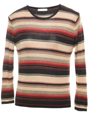 Striped Fine Knit Jumper - M