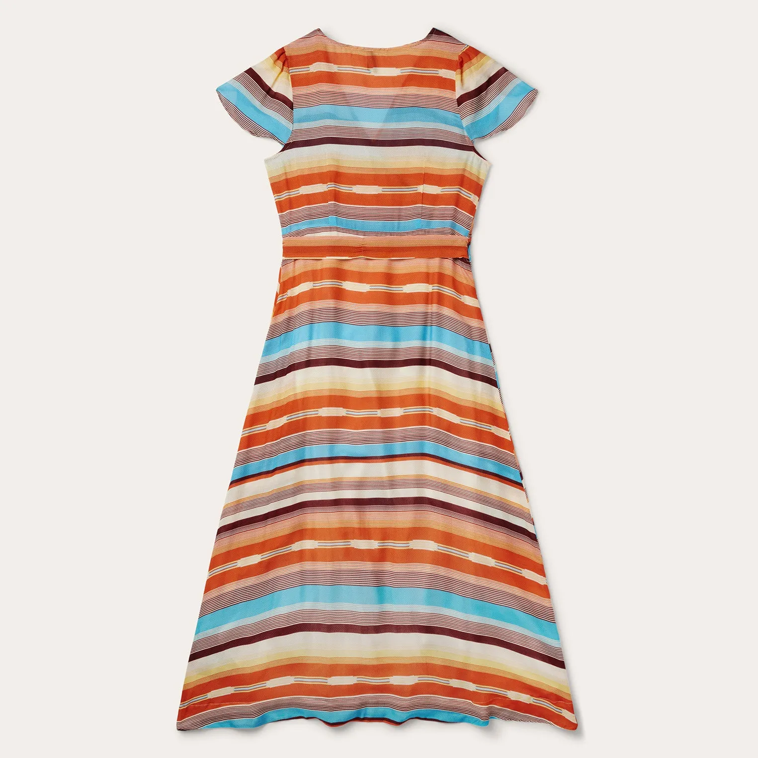 Sunset Serape Print Rayon Herringbone Wrap Front Dress