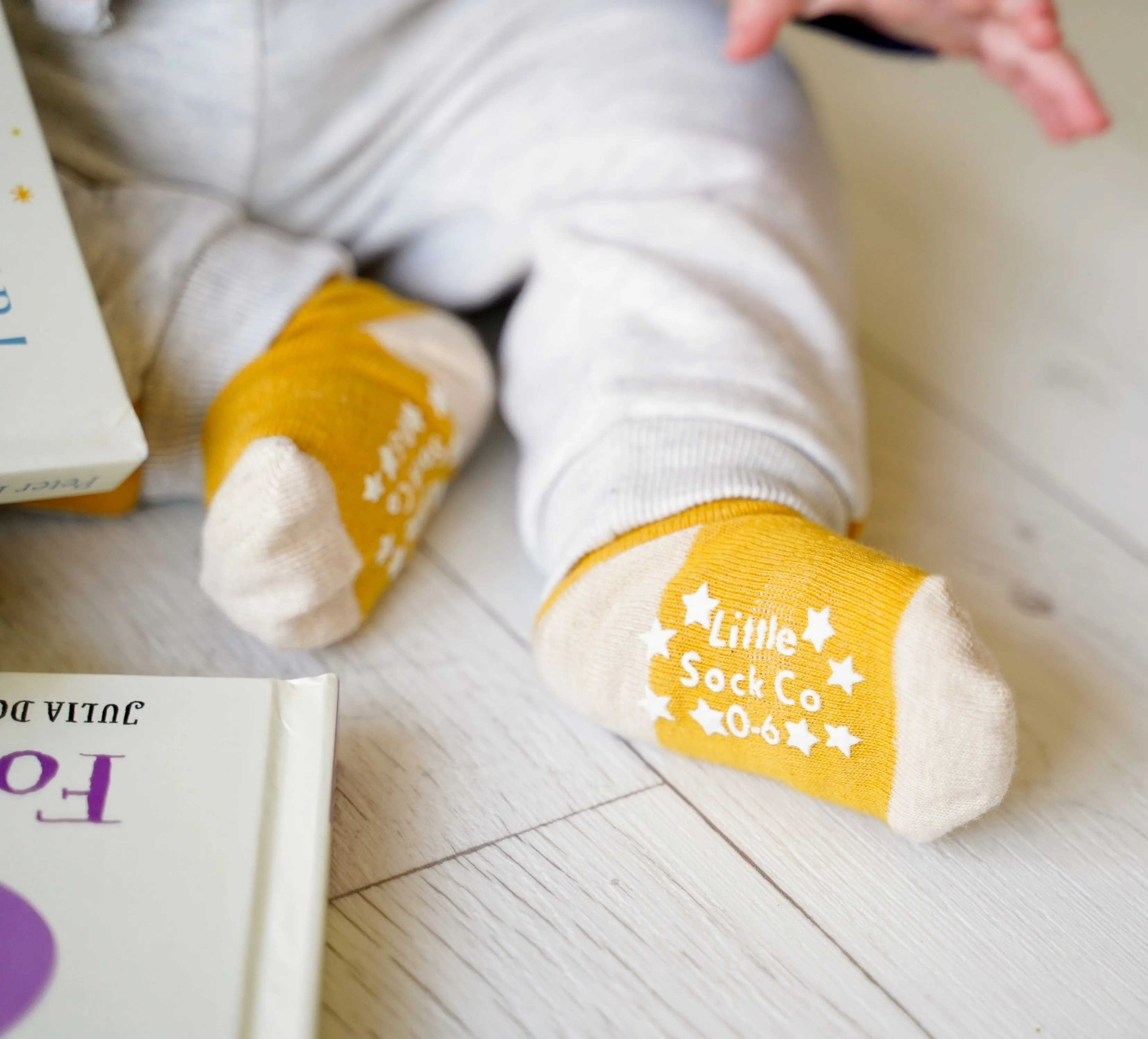 Talipes (clubfoot) Boots and Bar Socks - Non-Slip   Stay On Baby and Toddler Socks - 3 Pack in Oatmeal, Mustard & Grey Marl