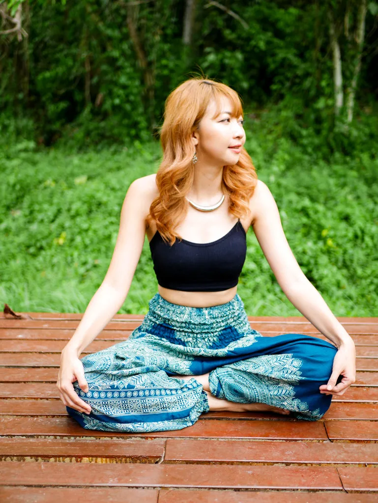 Teal Lotus Low Cut Harem Pants