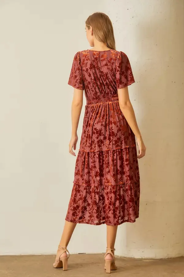 The Gracelyn Velvet Maxi Dress in Rust - FINAL SALE