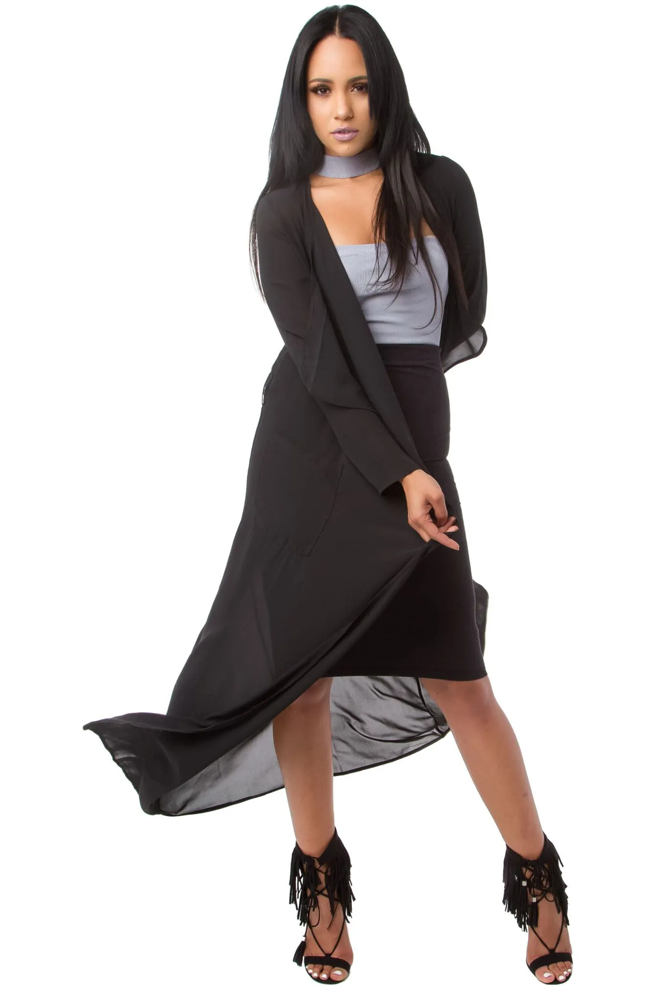 THE MYSTYLEMODE BLACK ESSENTIAL POCKET TRENCH