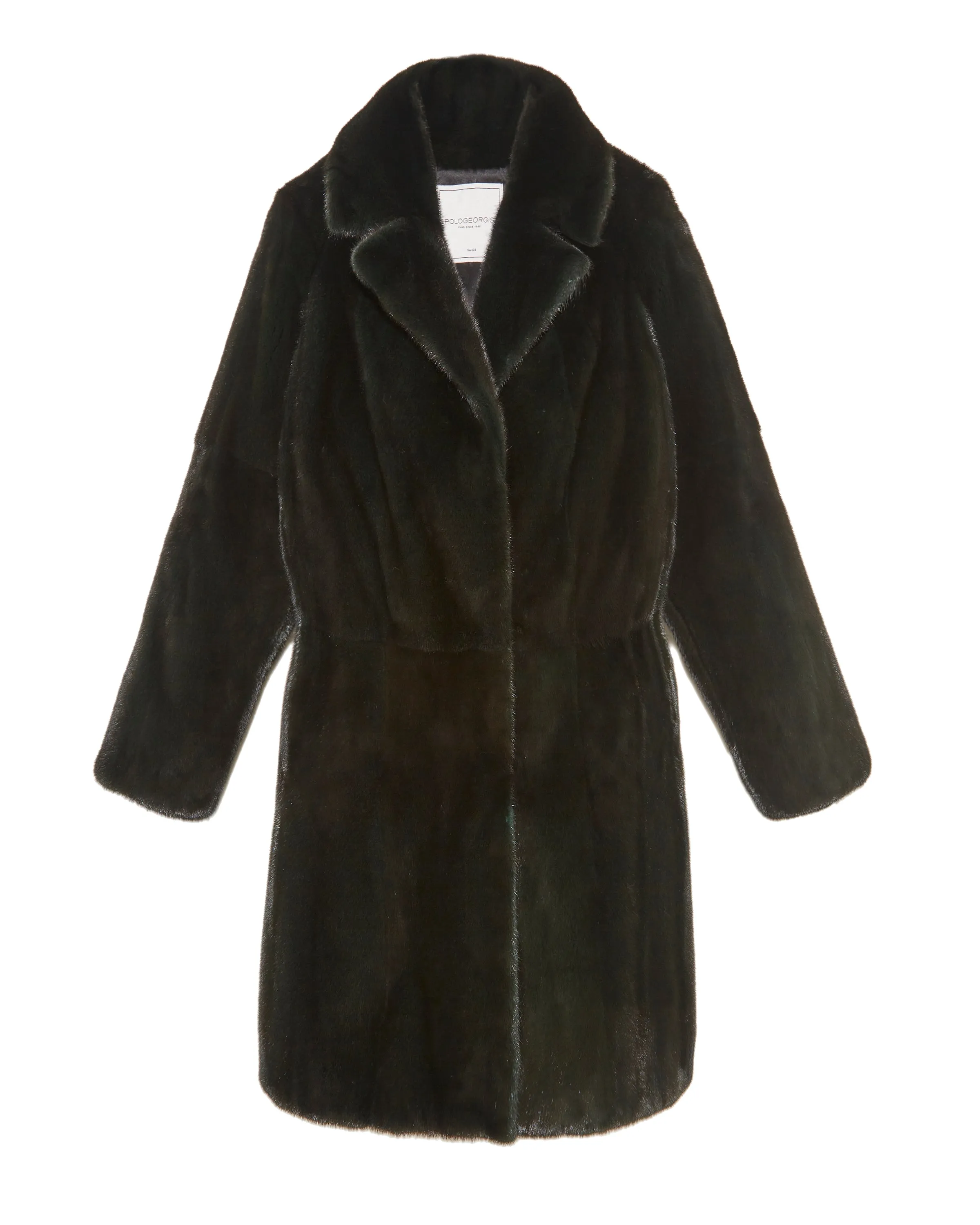 The Patricia Midnight Green Notch Collar Mink Fur Coat