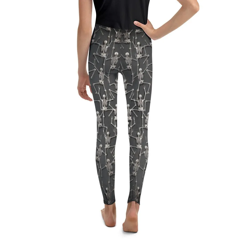 Tiny Skeletons Creeping Up Youth Leggings