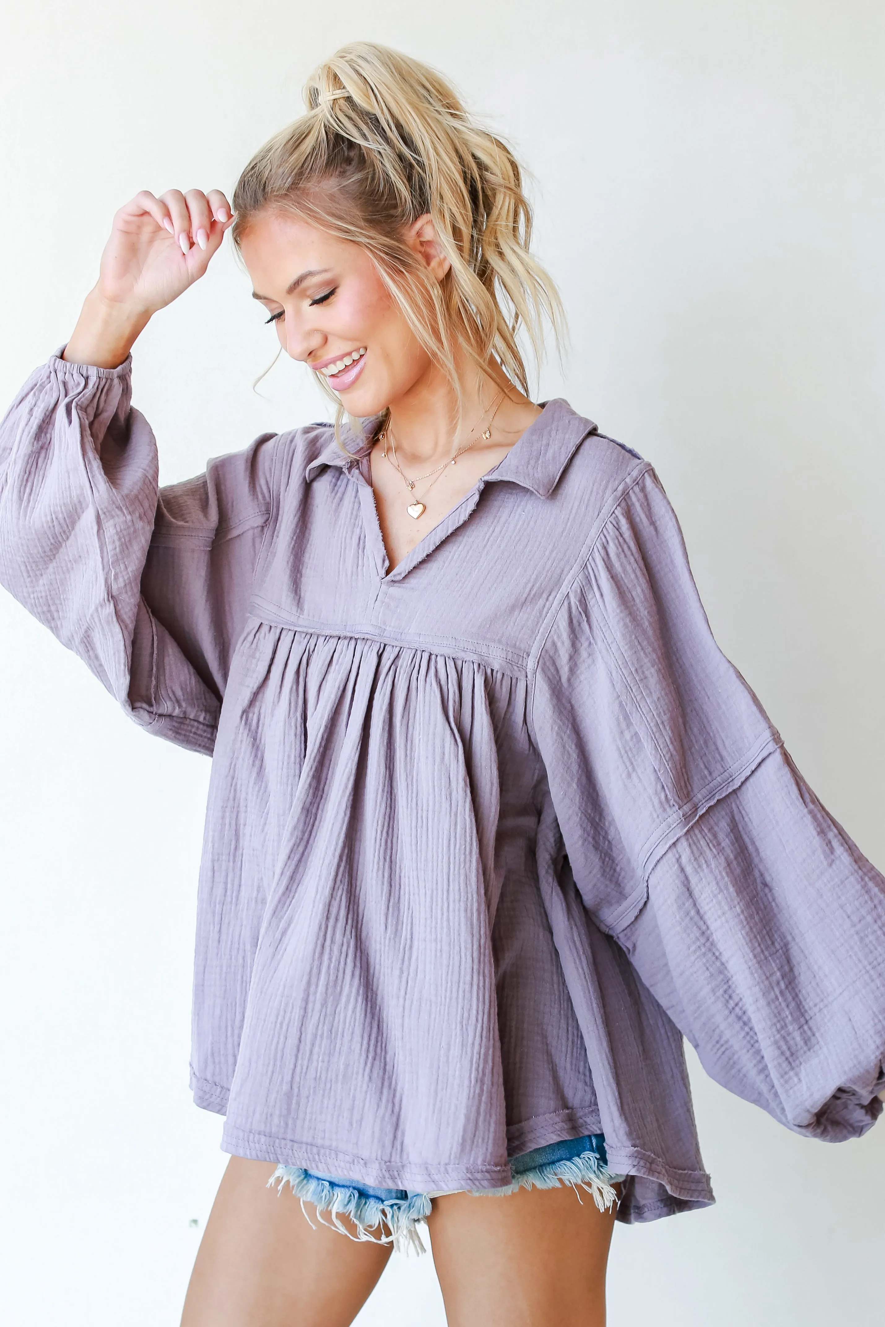 Total Bliss Linen Babydoll Blouse