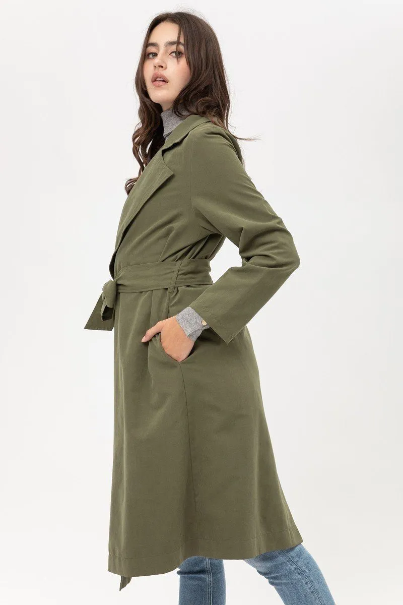 Trench Coat With Waist String Detail