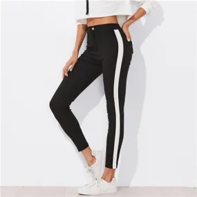 Tuxedo Stripe Skinny Ankle Jeans - Black