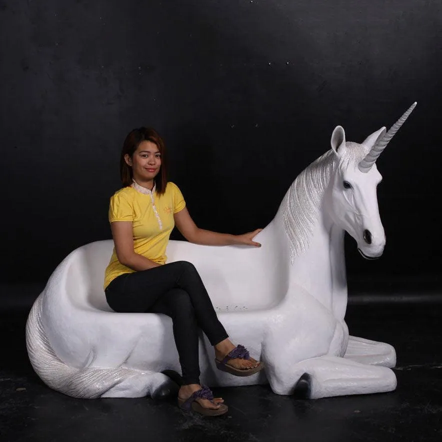 Unicorn Bench Life Size Statue