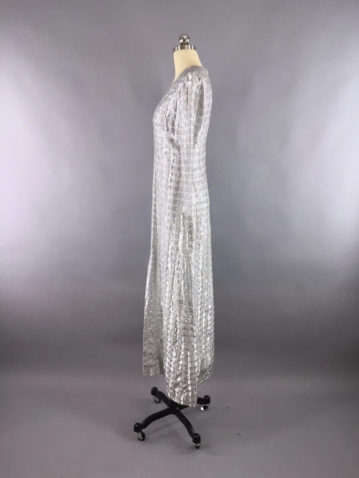 Vintage 1960s Silver Maxi Dress