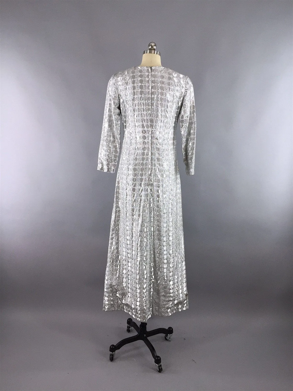 Vintage 1960s Silver Maxi Dress