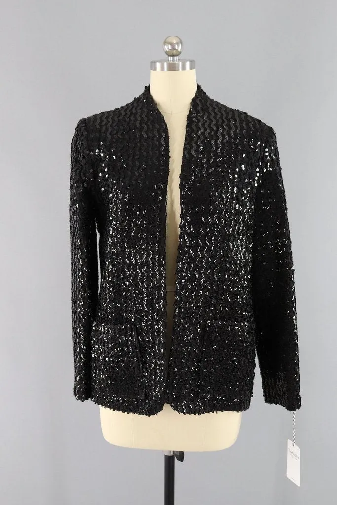 Vintage Black Sequined Jacket