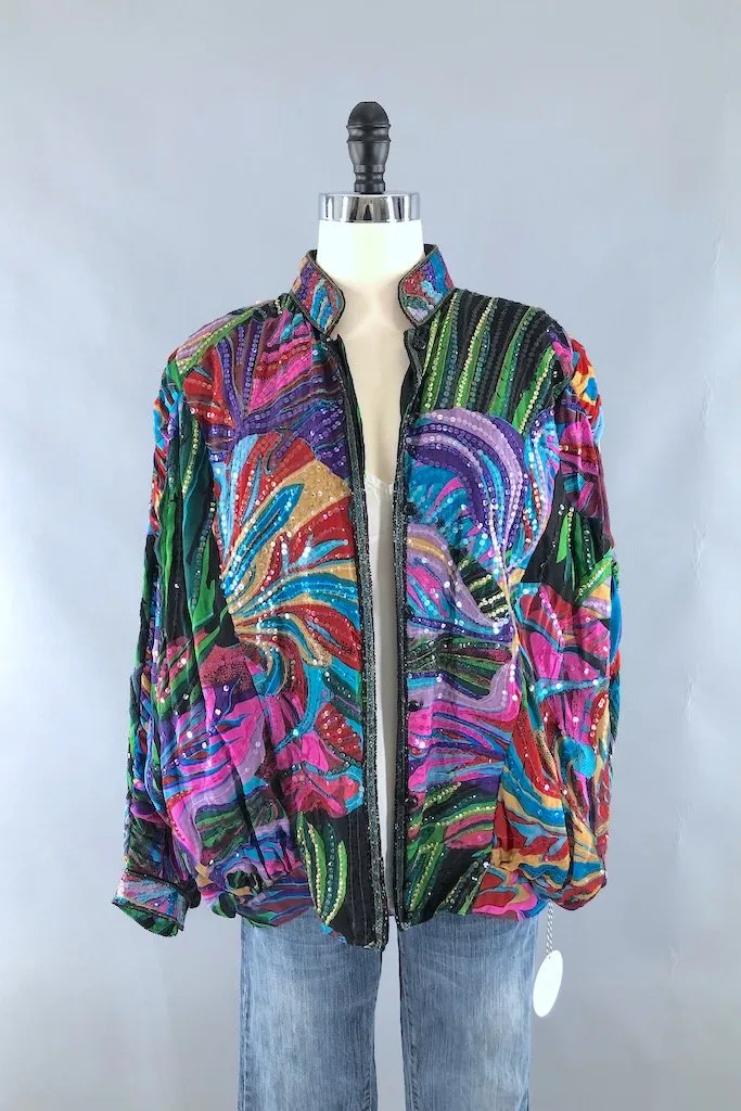 Vintage Sequined Silk Jacket