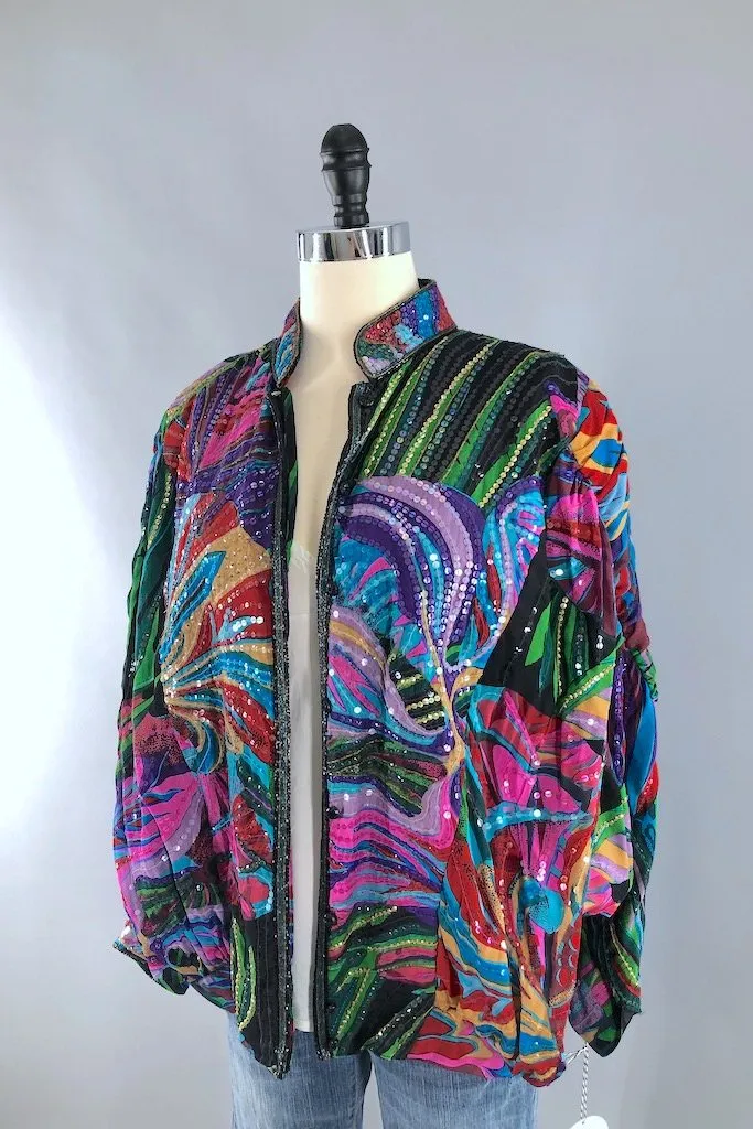 Vintage Sequined Silk Jacket