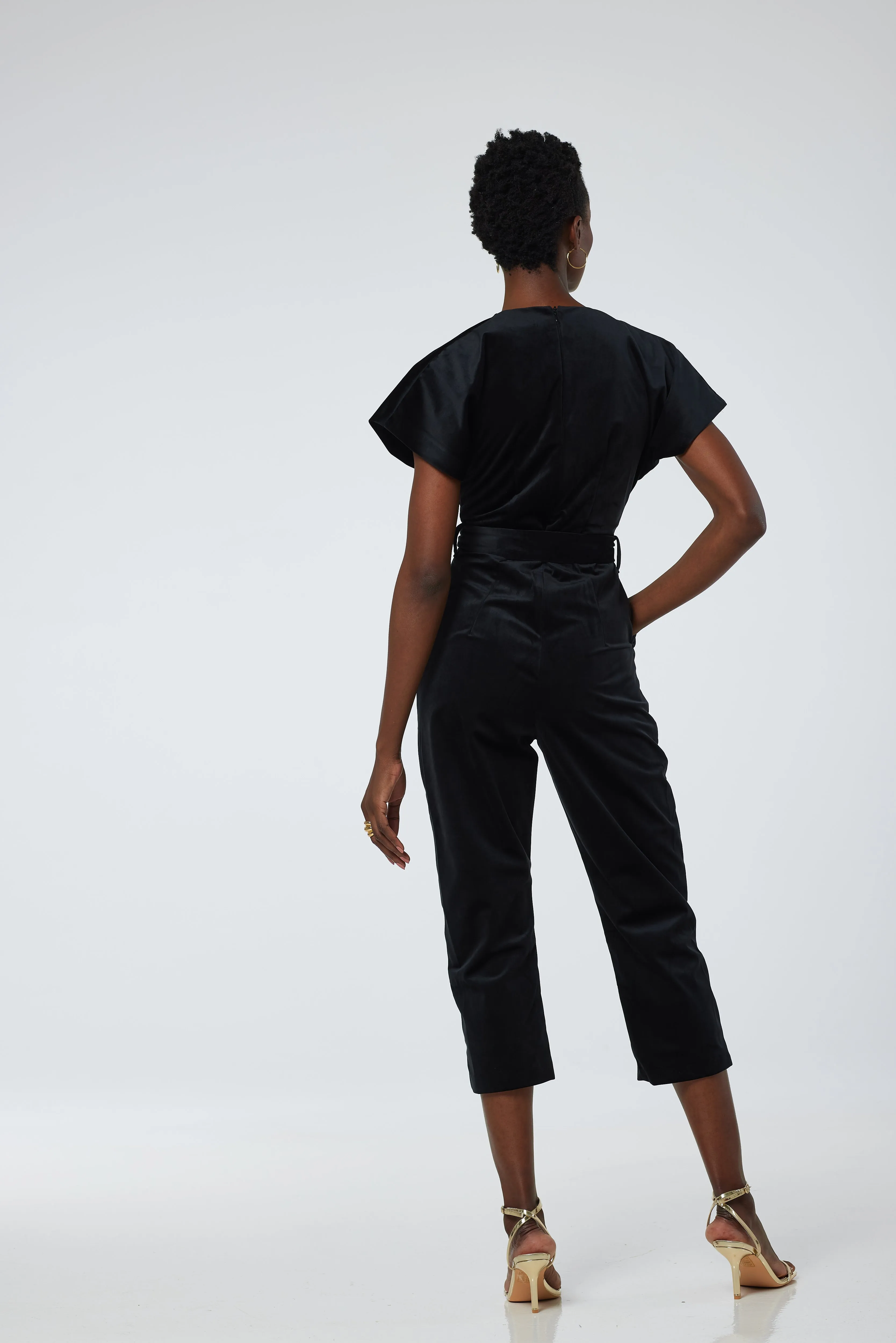 Viola Velvet Jumpsuit (Black)