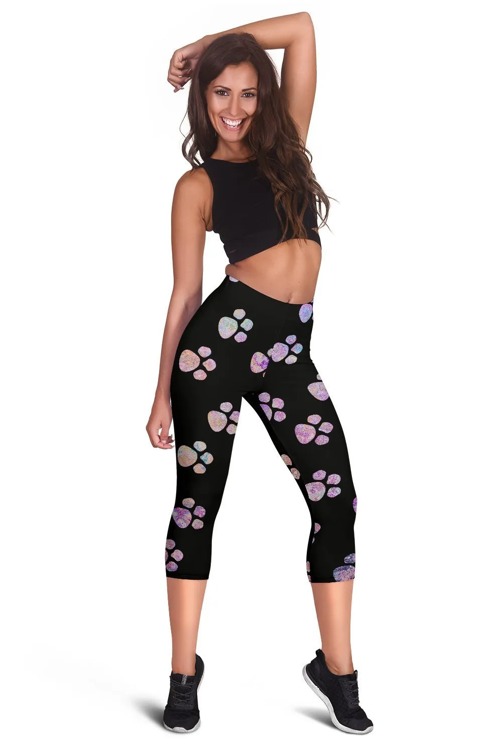 Watercolor Paws Capri Leggings