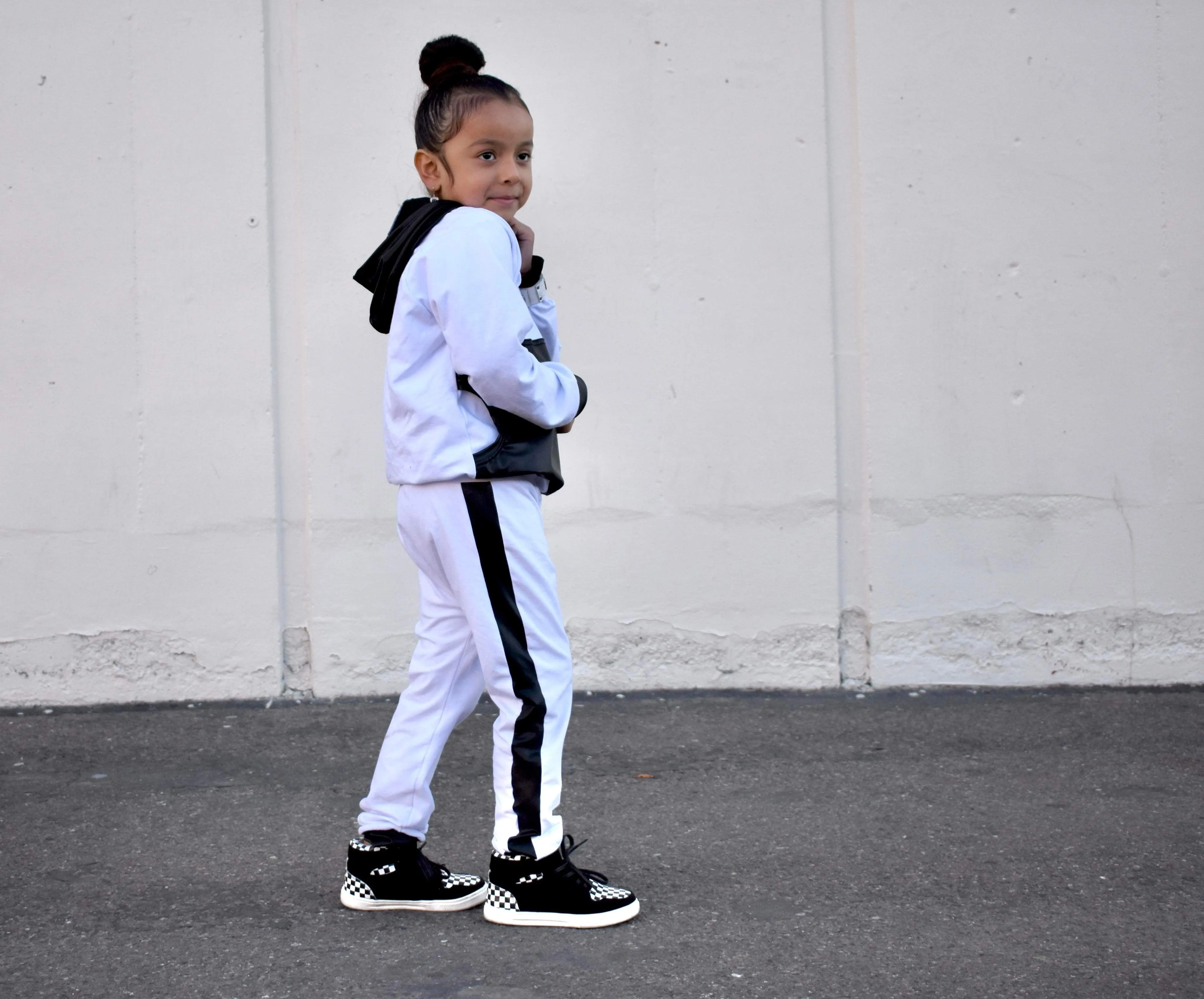 White/Black Pleather Joggers