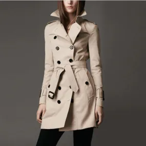 Women's Autumn Casual Slim Trench Coat | Women's Double-Breasted Trench