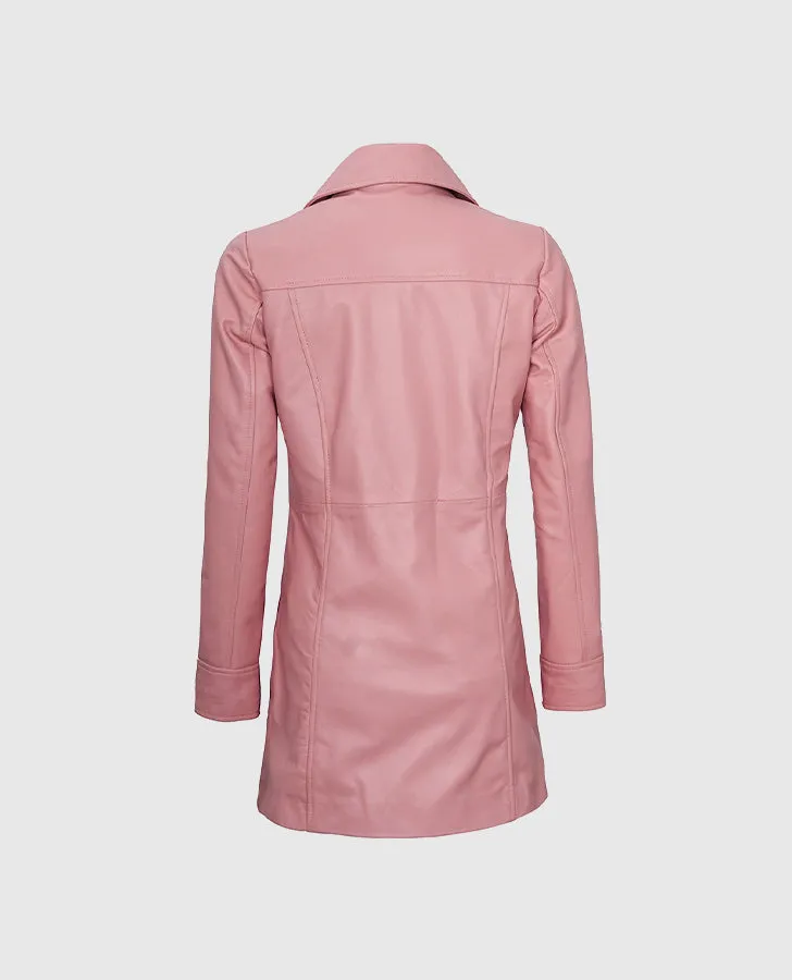 Women's Pink Leather Coat