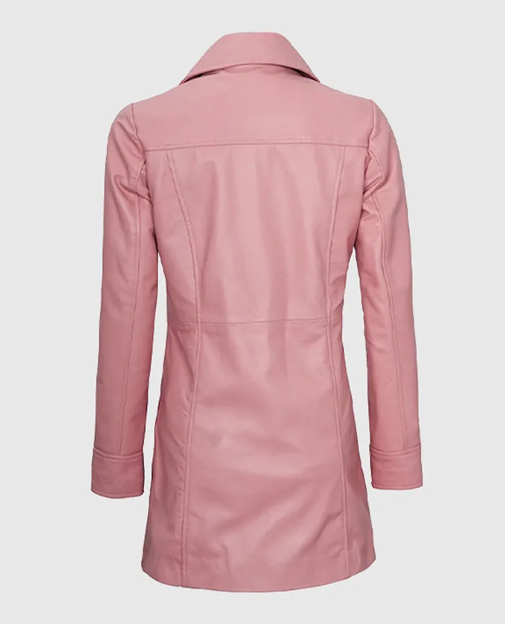 Women's Pink Leather Coat