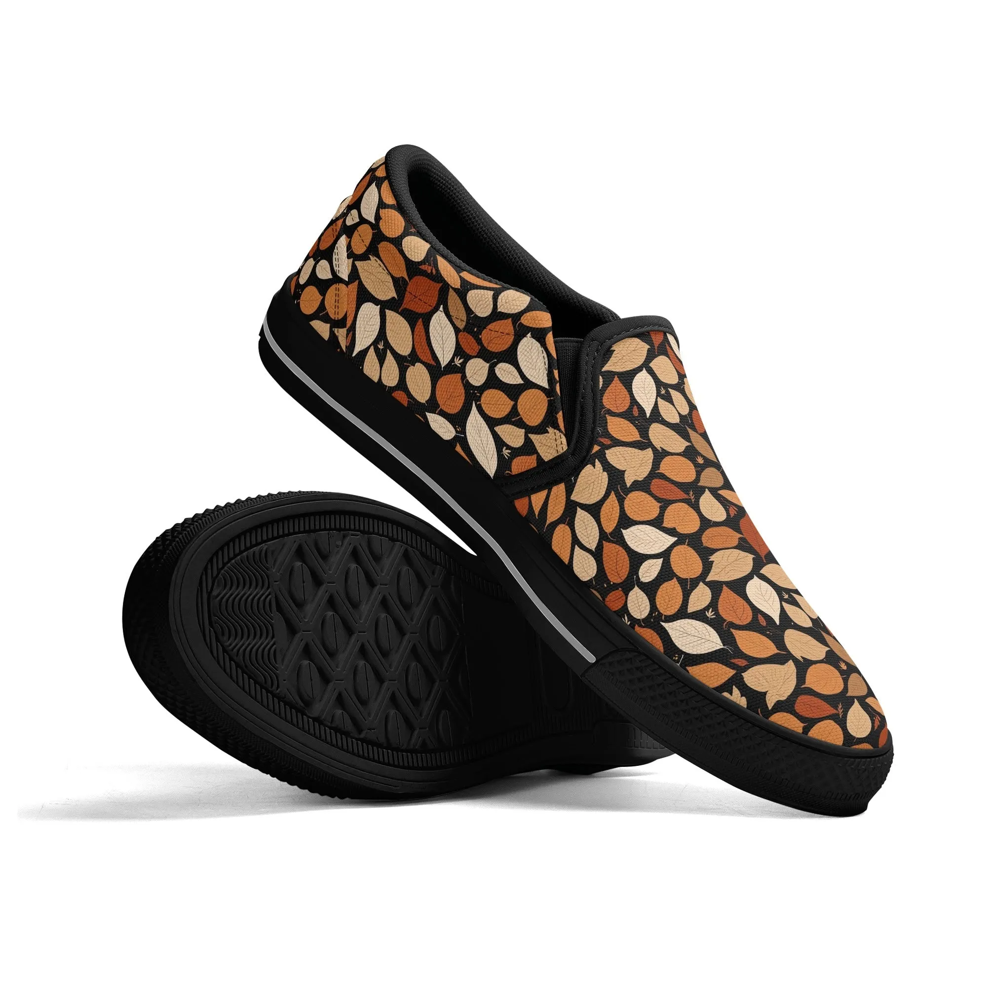 Womens Red Leaves Rubber Slip On Shoes