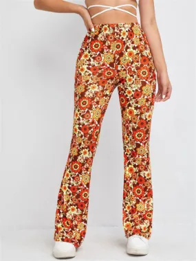 Women's Sexy Floral Flared Pants for Summer