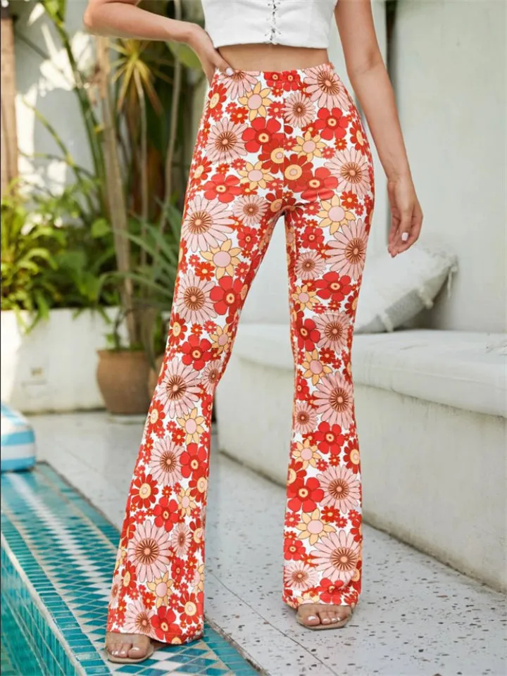 Women's Sexy Floral Flared Pants for Summer