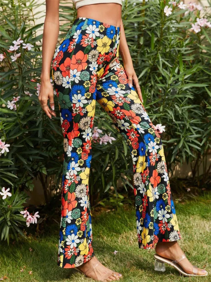 Women's Sexy Floral Flared Pants for Summer