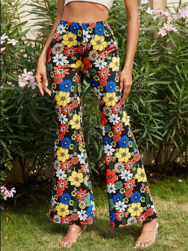 Women's Sexy Floral Flared Pants for Summer