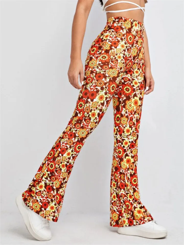 Women's Sexy Floral Flared Pants for Summer