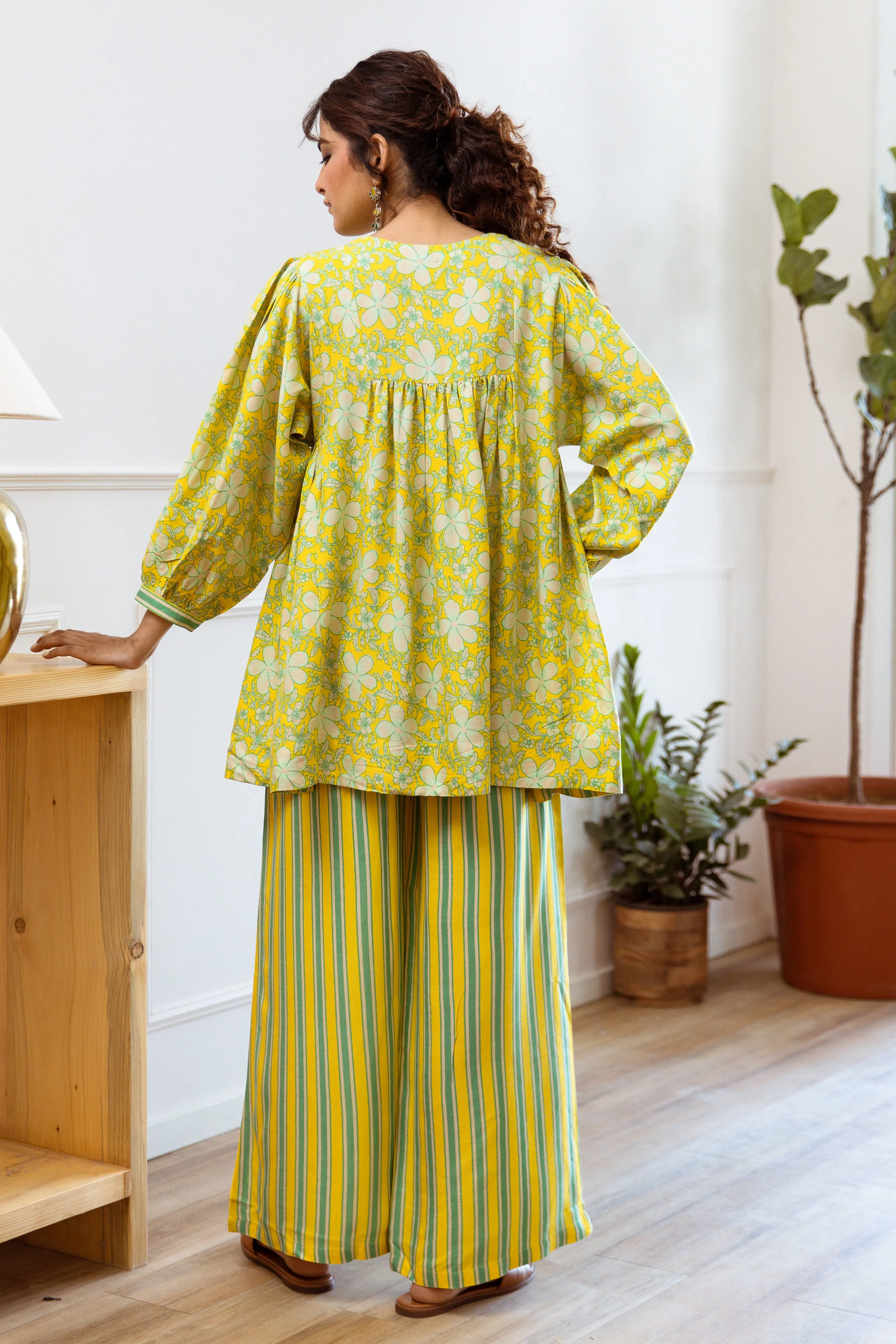 womens Yellow Rayon Co-Ords