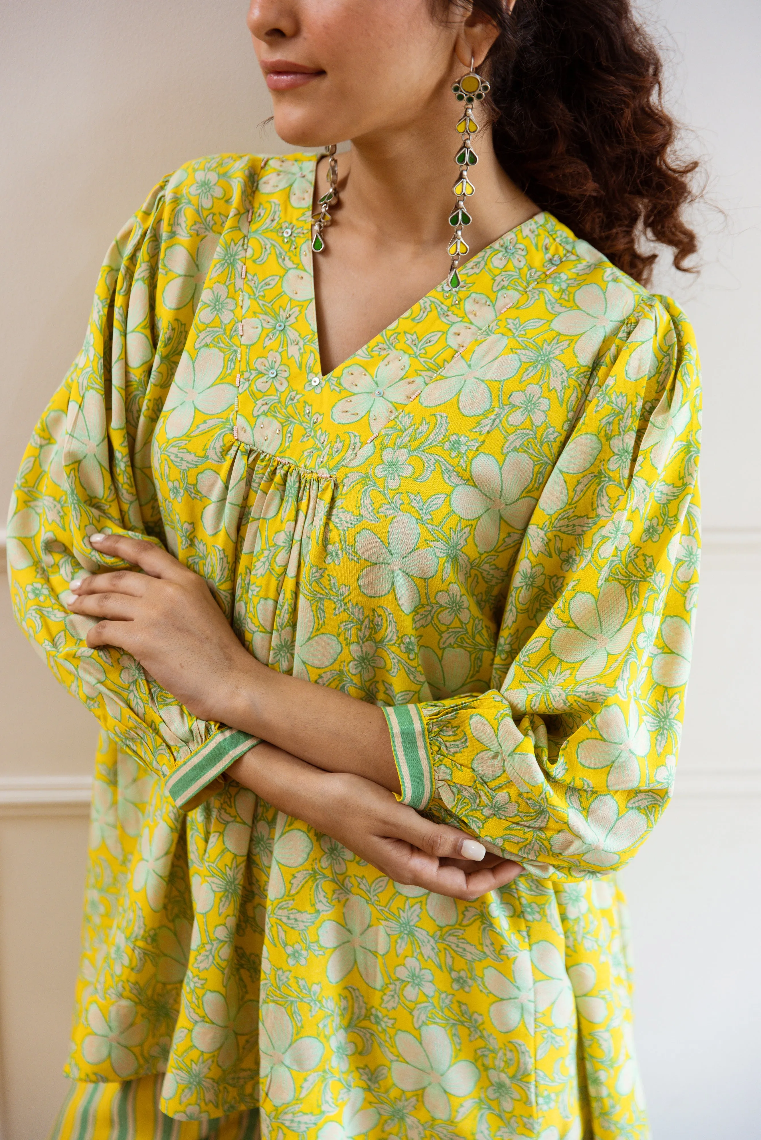 womens Yellow Rayon Co-Ords