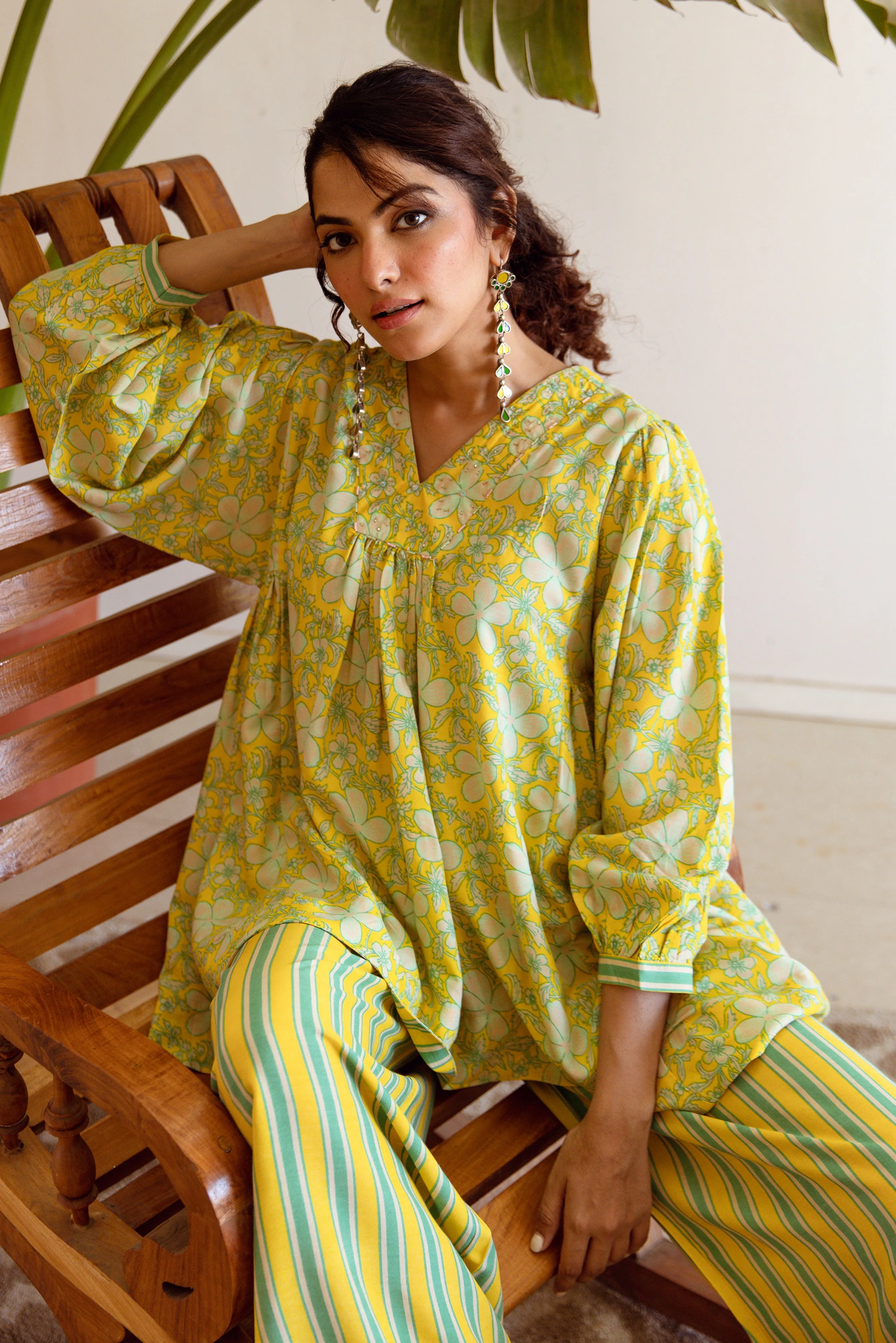 womens Yellow Rayon Co-Ords