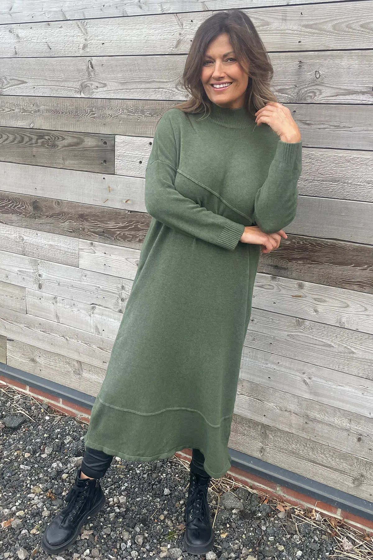 Yuna Knitted Dress Khaki